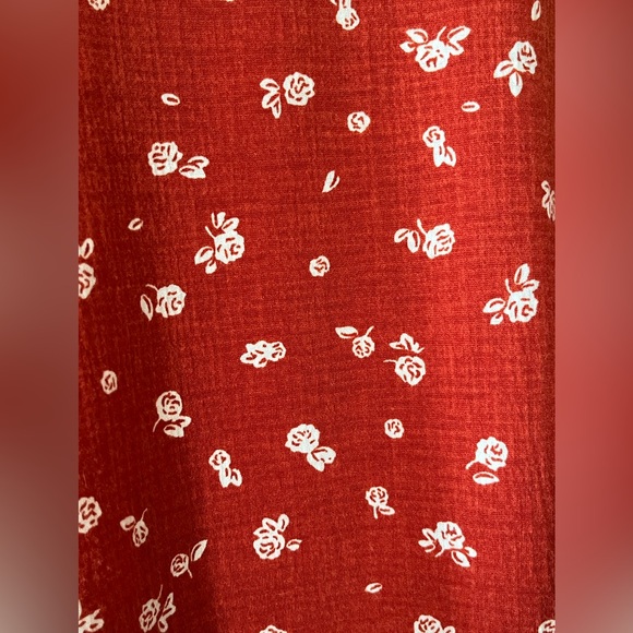 Lauren Conrad Dark Orange Floral Women's Blouse with Statement Sleeves Size L - Picture 8 of 15